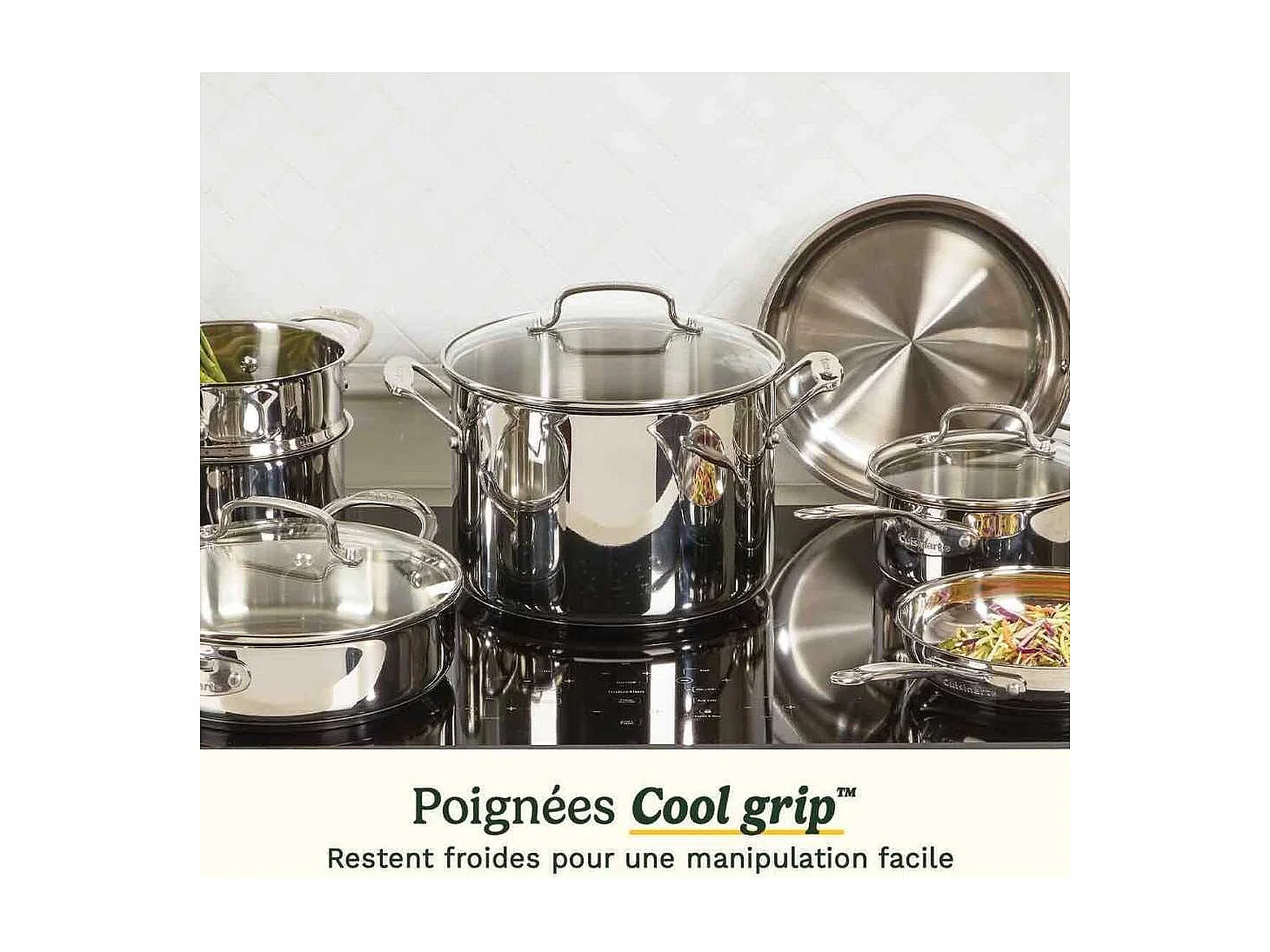 Batterie de cuisine - Tous feux dont induction - CUISINART - 77-11G - Acier inoxydable - 11 pieces