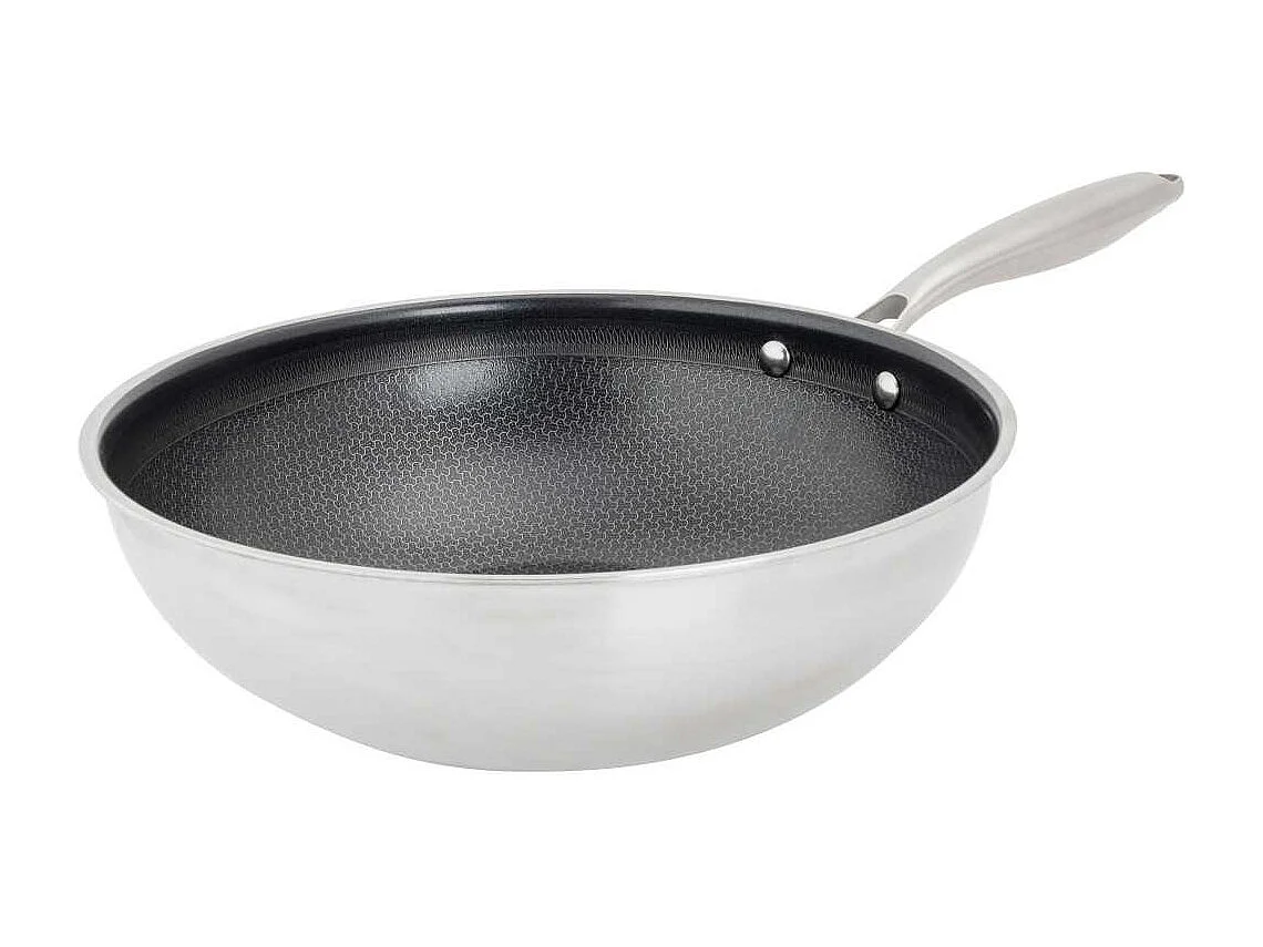 Wok COSY & TRENDY HEXAPRO 24 cm Roestvrij Staal 3LAGEN Anti-aanbak Keramische Coating Zonder PFAS Voor Alle Warmtebronnen Inductie