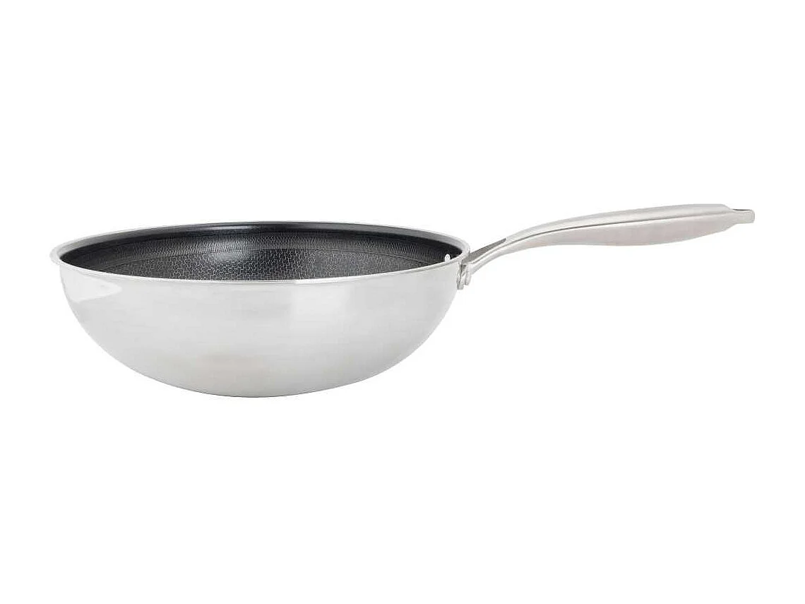 Wok COSY & TRENDY HEXAPRO 24 cm Roestvrij Staal 3LAGEN Anti-aanbak Keramische Coating Zonder PFAS Voor Alle Warmtebronnen Inductie