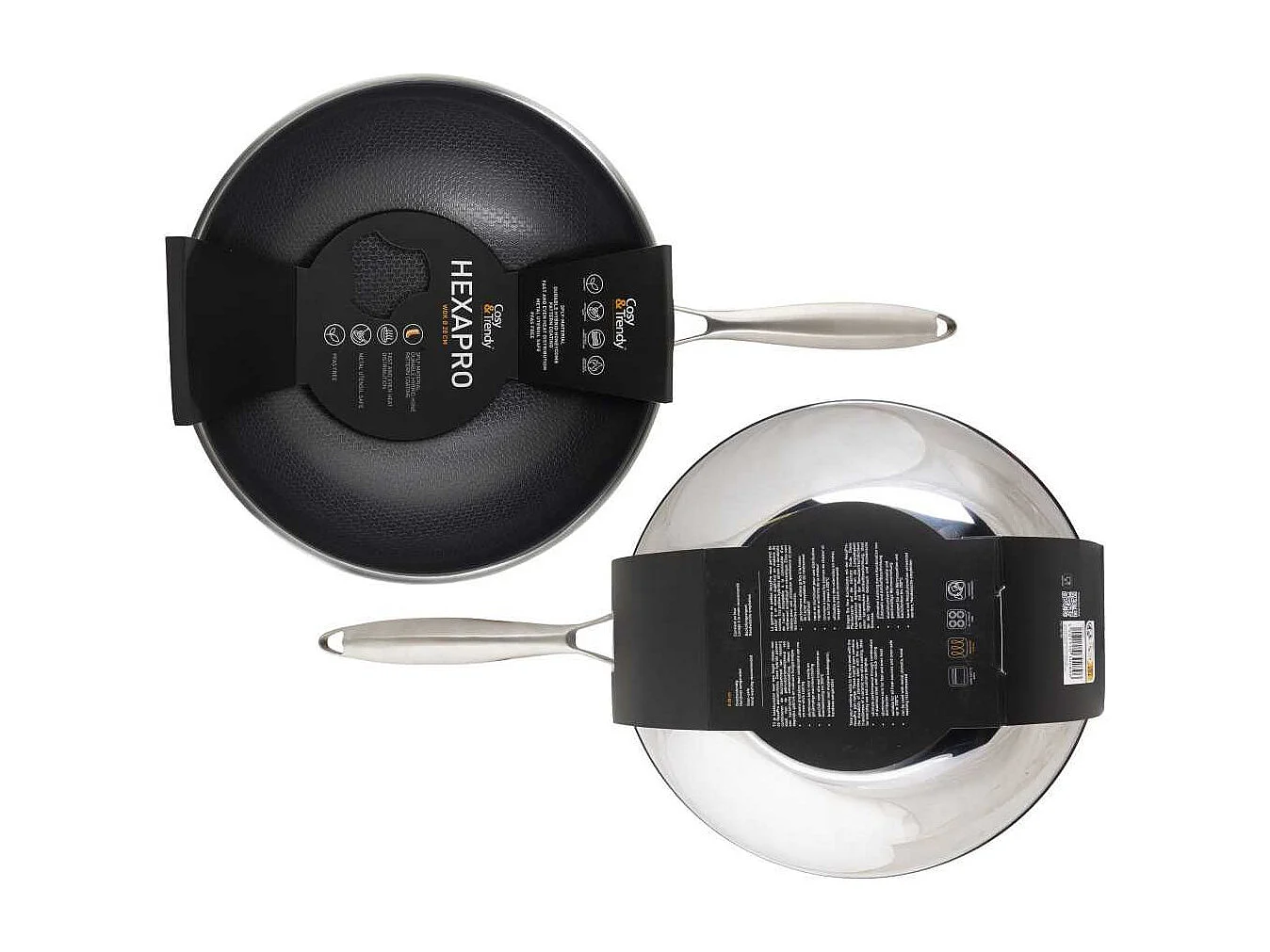 Wok COSY & TRENDY HEXAPRO 24 cm Roestvrij Staal 3LAGEN Anti-aanbak Keramische Coating Zonder PFAS Voor Alle Warmtebronnen Inductie