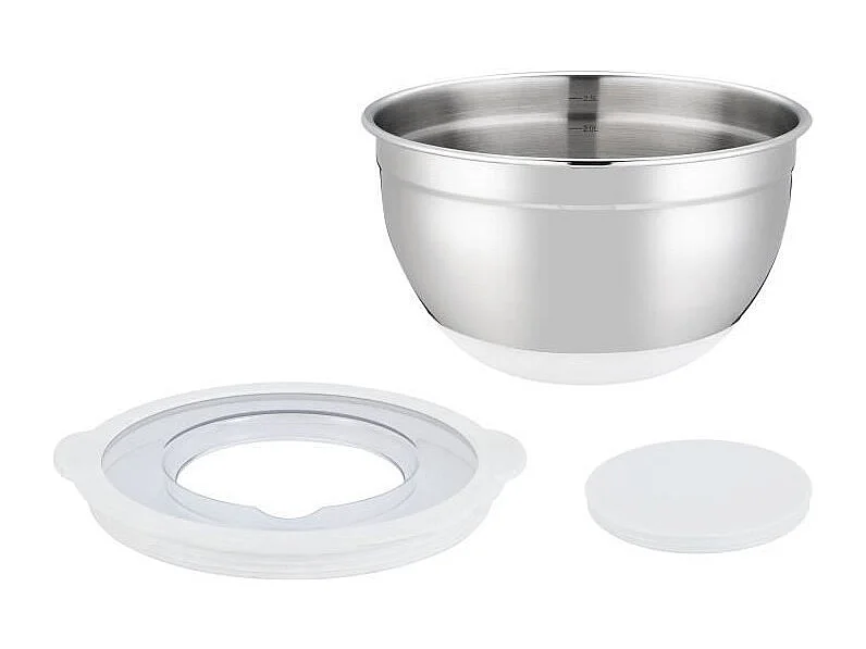 Set de 3 saladiers inox Arthur Martin 16-24 cm avec couvercles hermétiques et fond silicone antidérapant