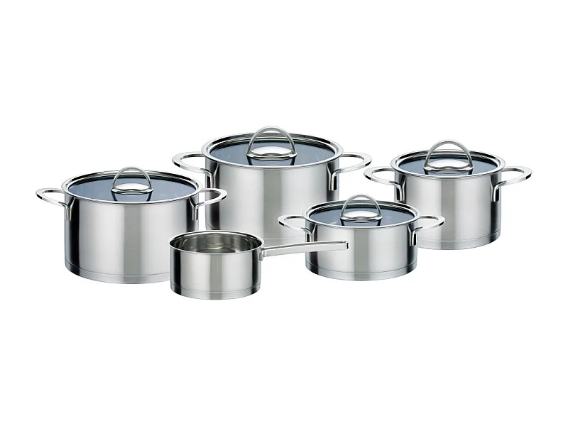 GSW Elegance Kochgeschirr 9-teilig aus Edelstahl - Für alle Herdarten, Induktion, mit Deckeln