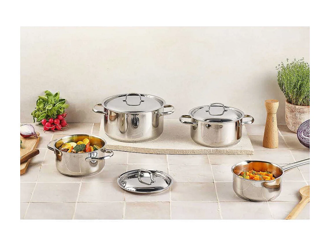 7-teiliges Edelstahl-Kochgeschirr-Set COSY & TRENDY DAILY - Für alle Herdarten, Induktion, Backofen bis 200°C