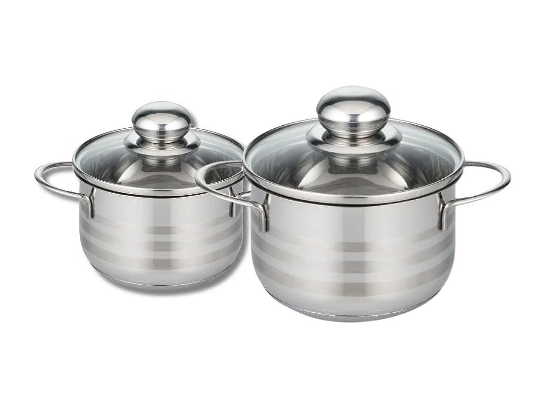 Set aus 2 Edelstahltöpfen Ohne PFAS 12 und 14 cm Elo Glänzend - Für Alle Herdarten Geeignet, Antihaftbeschichtet, Langlebig