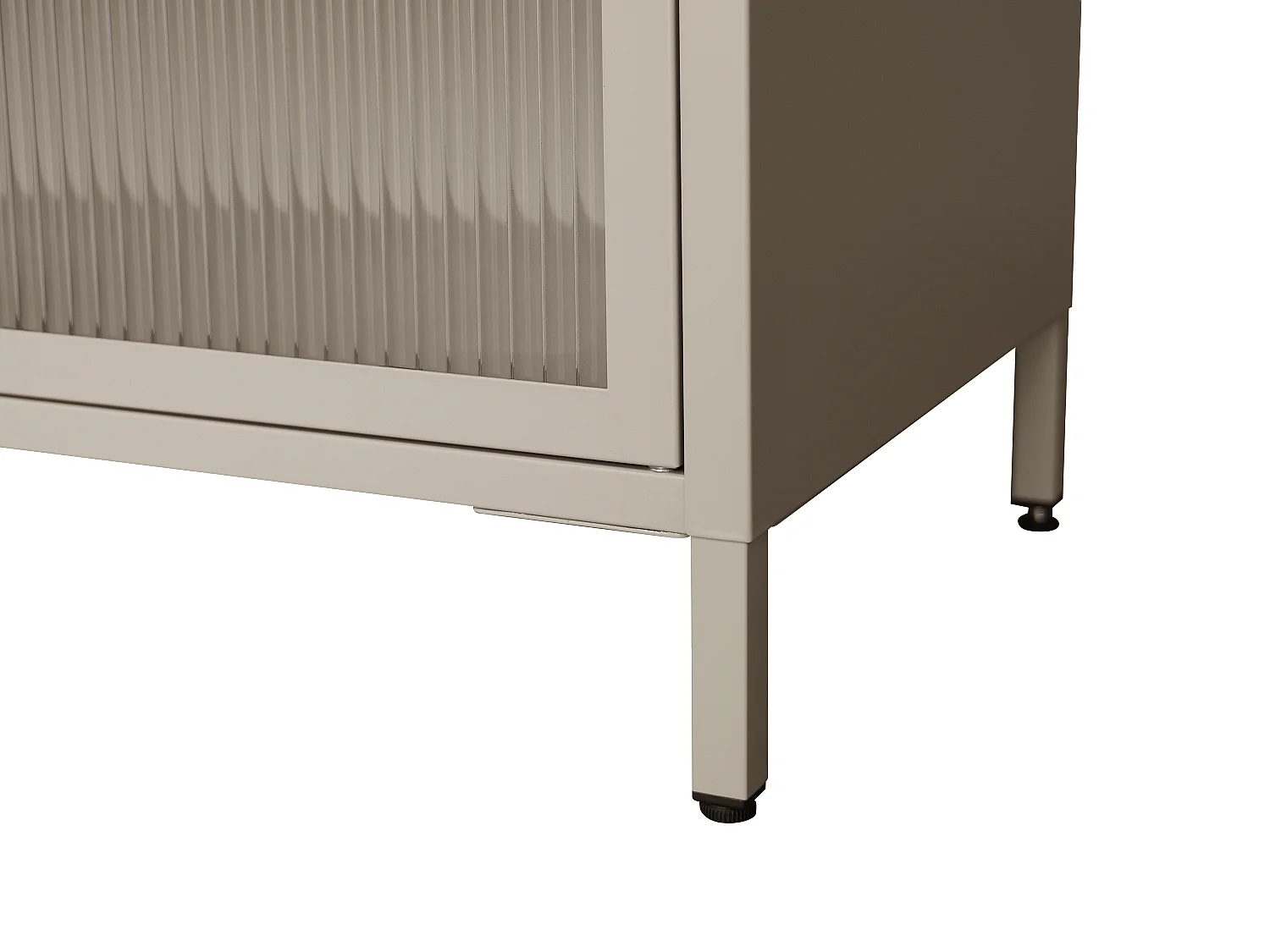 Meuble TV avec 4 portes en métal et verre trempé cannelé - Taupe - AYSELA