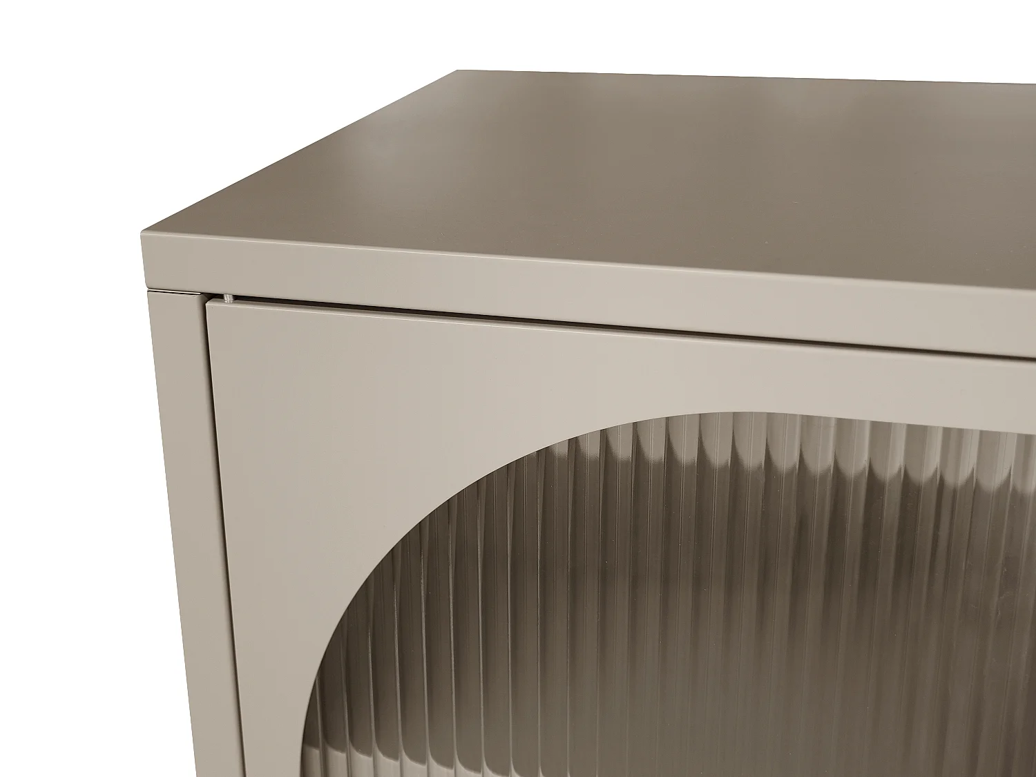 Meuble TV avec 4 portes en métal et verre trempé cannelé - Taupe - AYSELA