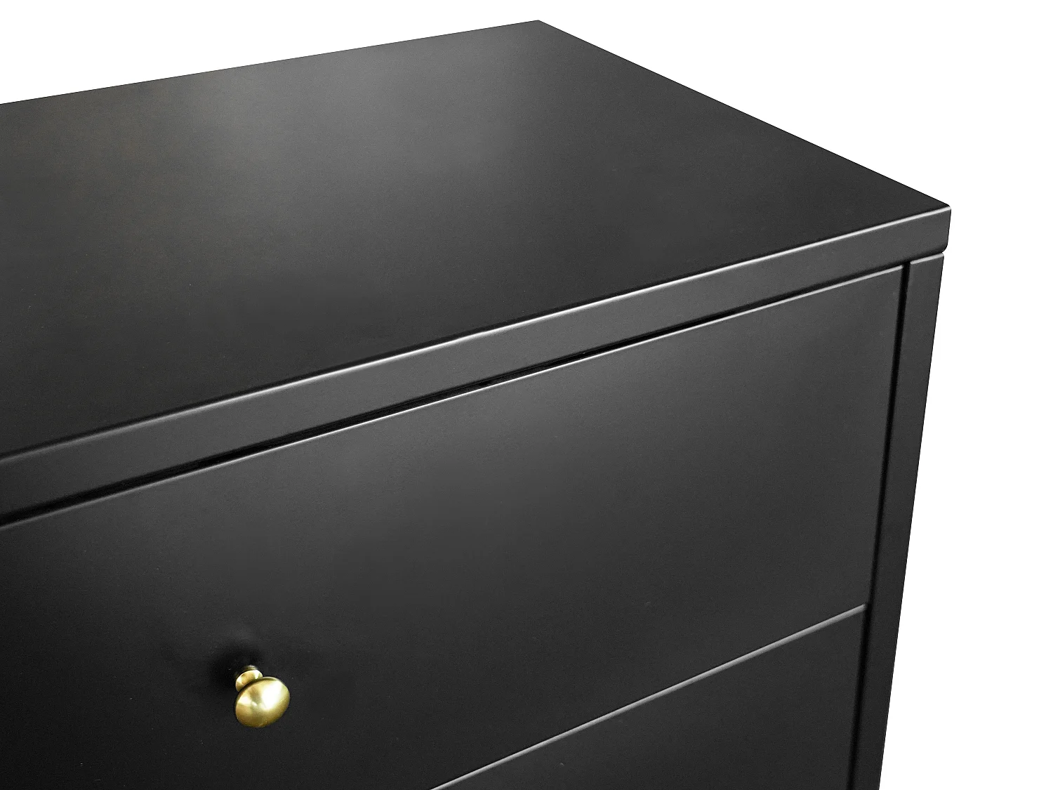 Buffet avec 2 portes et 3 tiroirs en métal et verre trempé cannelé - Noir et doré - ZAVEYRA