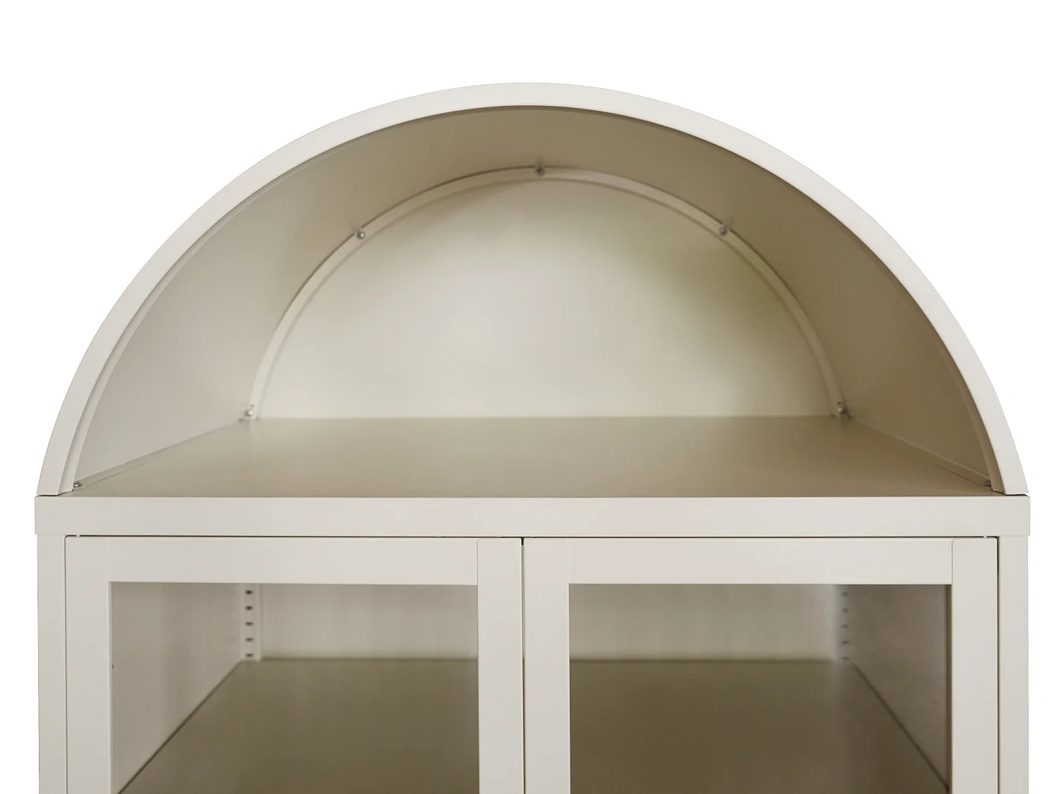 Vitrine 2 portes en métal et verre trempé - Beige et doré - MANAZA