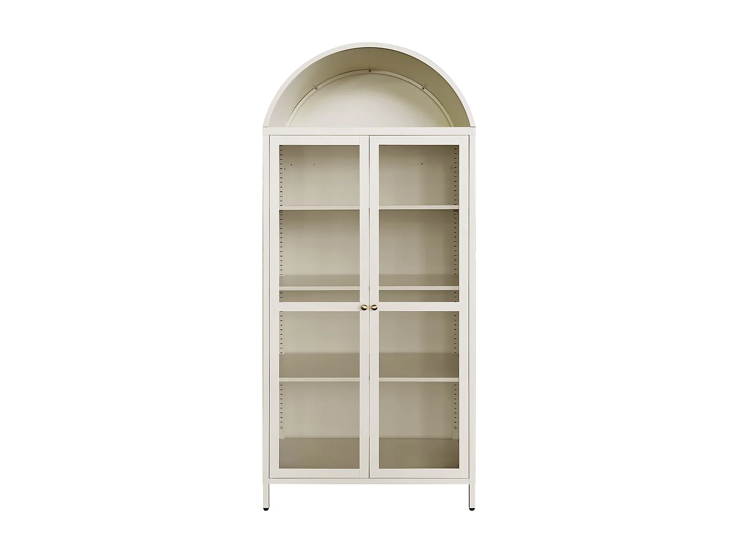 Vitrine 2 portes en métal et verre trempé - Beige et doré - MANAZA