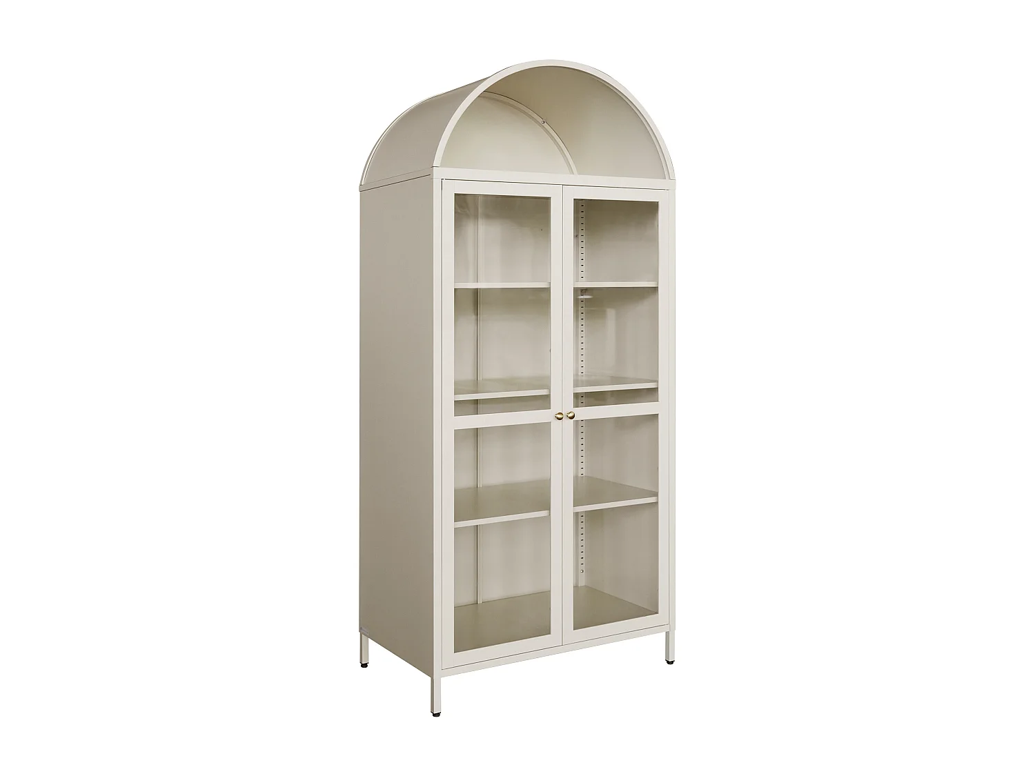Vitrine 2 portes en métal et verre trempé - Beige et doré - MANAZA