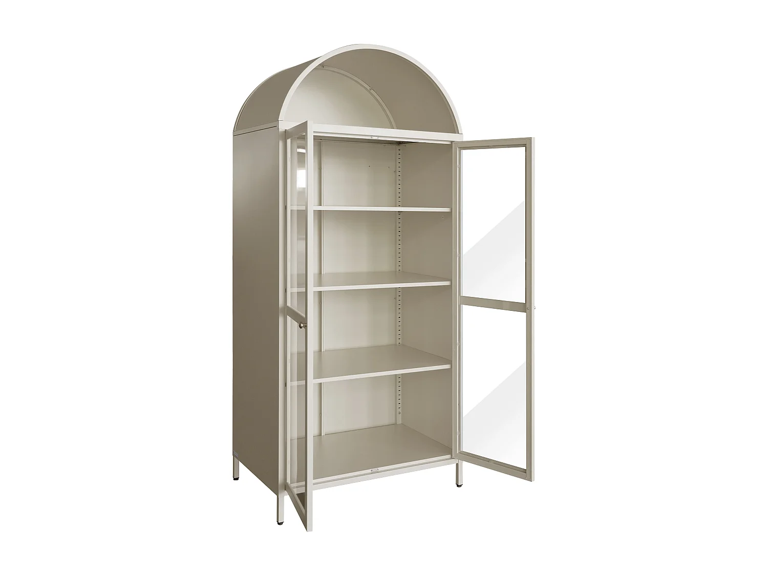 Vitrine 2 portes en métal et verre trempé - Beige et doré - MANAZA