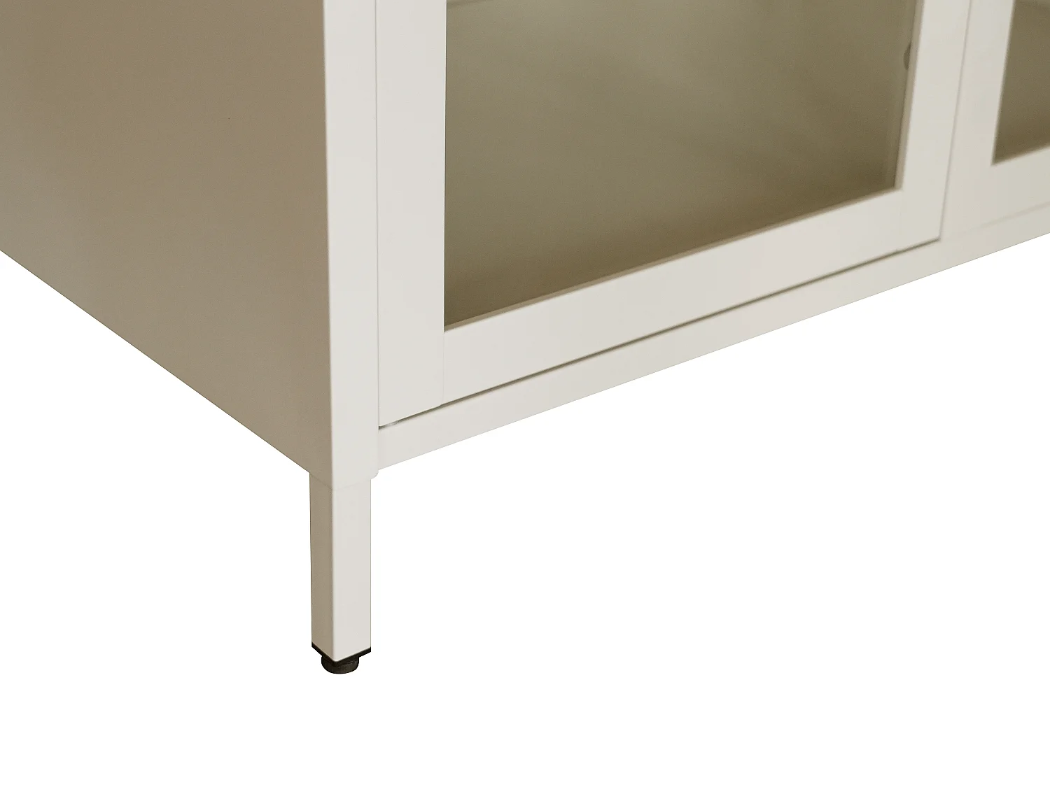 Vitrine 2 portes en métal et verre trempé - Beige et doré - MANAZA