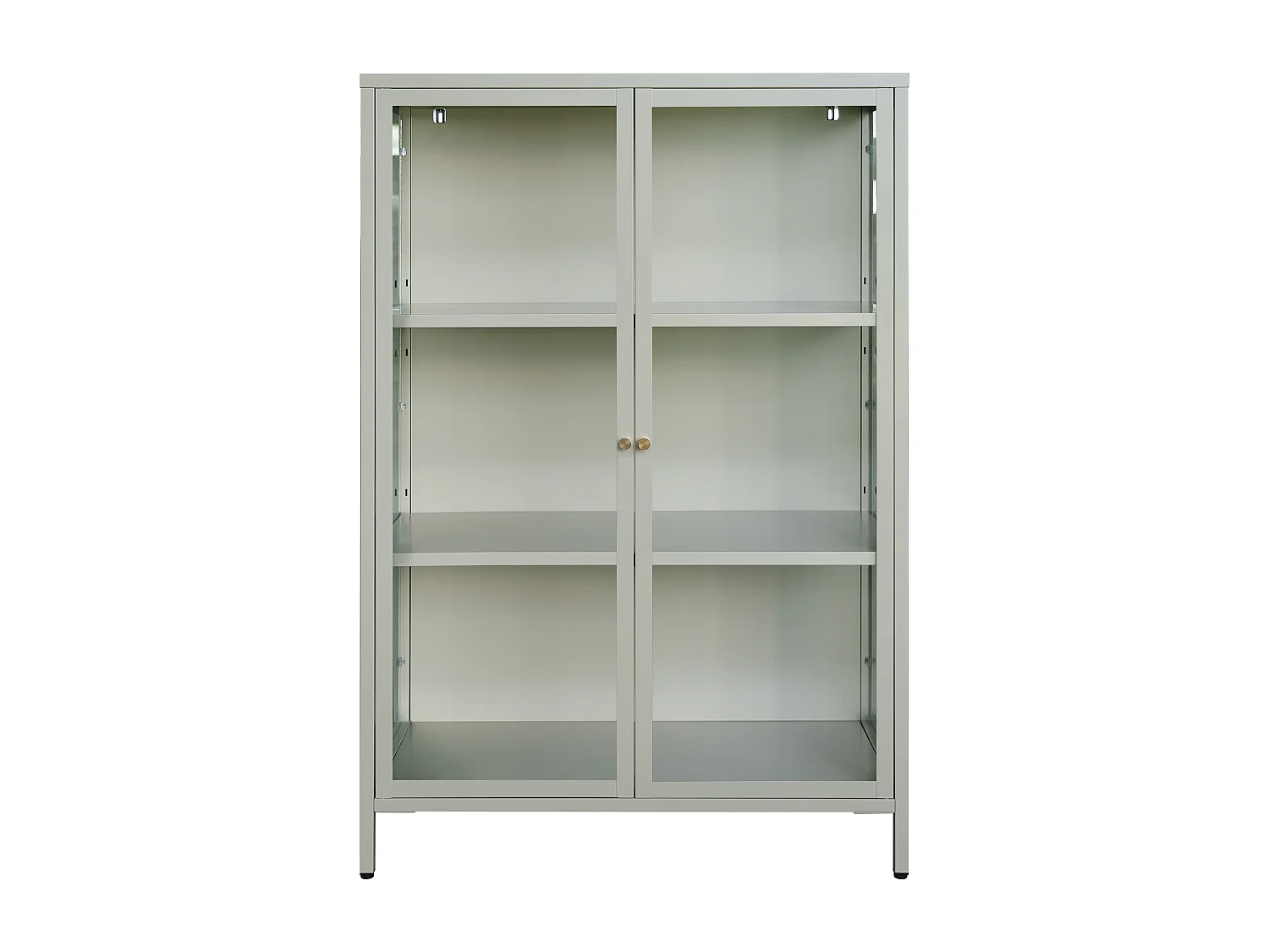 Vitrine 2 portes en métal et verre trempé - H. 120 cm - Vert et doré - FARIYA