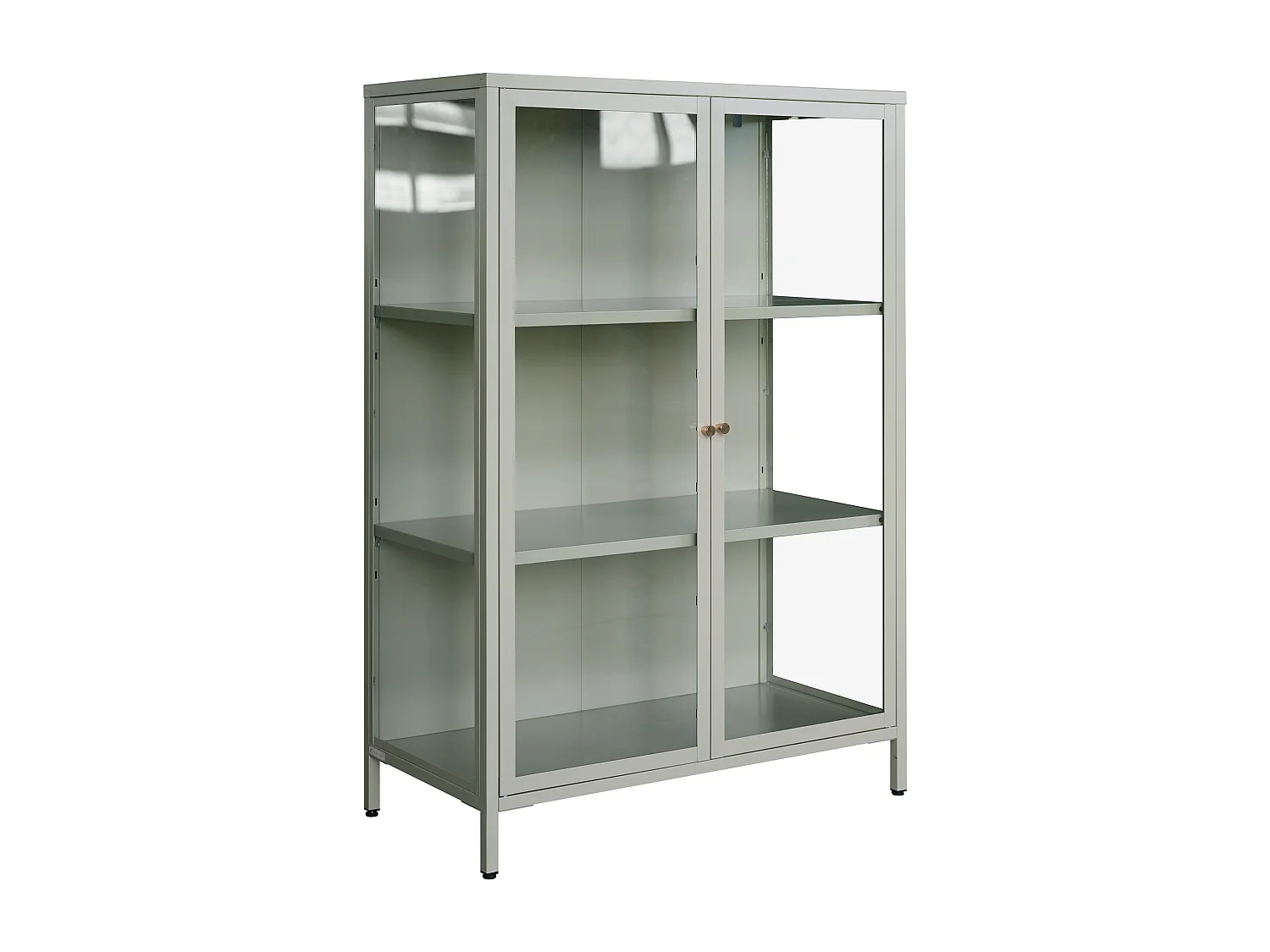Vitrine 2 portes en métal et verre trempé - H. 120 cm - Vert et doré - FARIYA