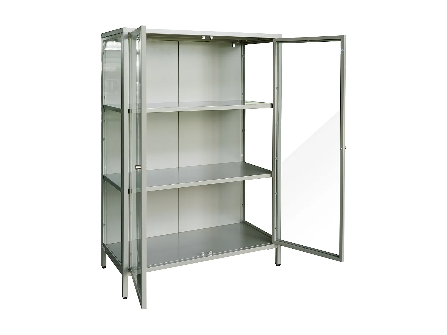 Vitrine 2 portes en métal et verre trempé - H. 120 cm - Vert et doré - FARIYA