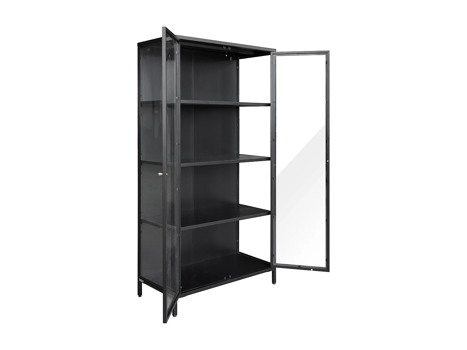 Vitrine 2 portes en métal et verre trempé - H. 160 cm - Noir et doré - FARIYA
