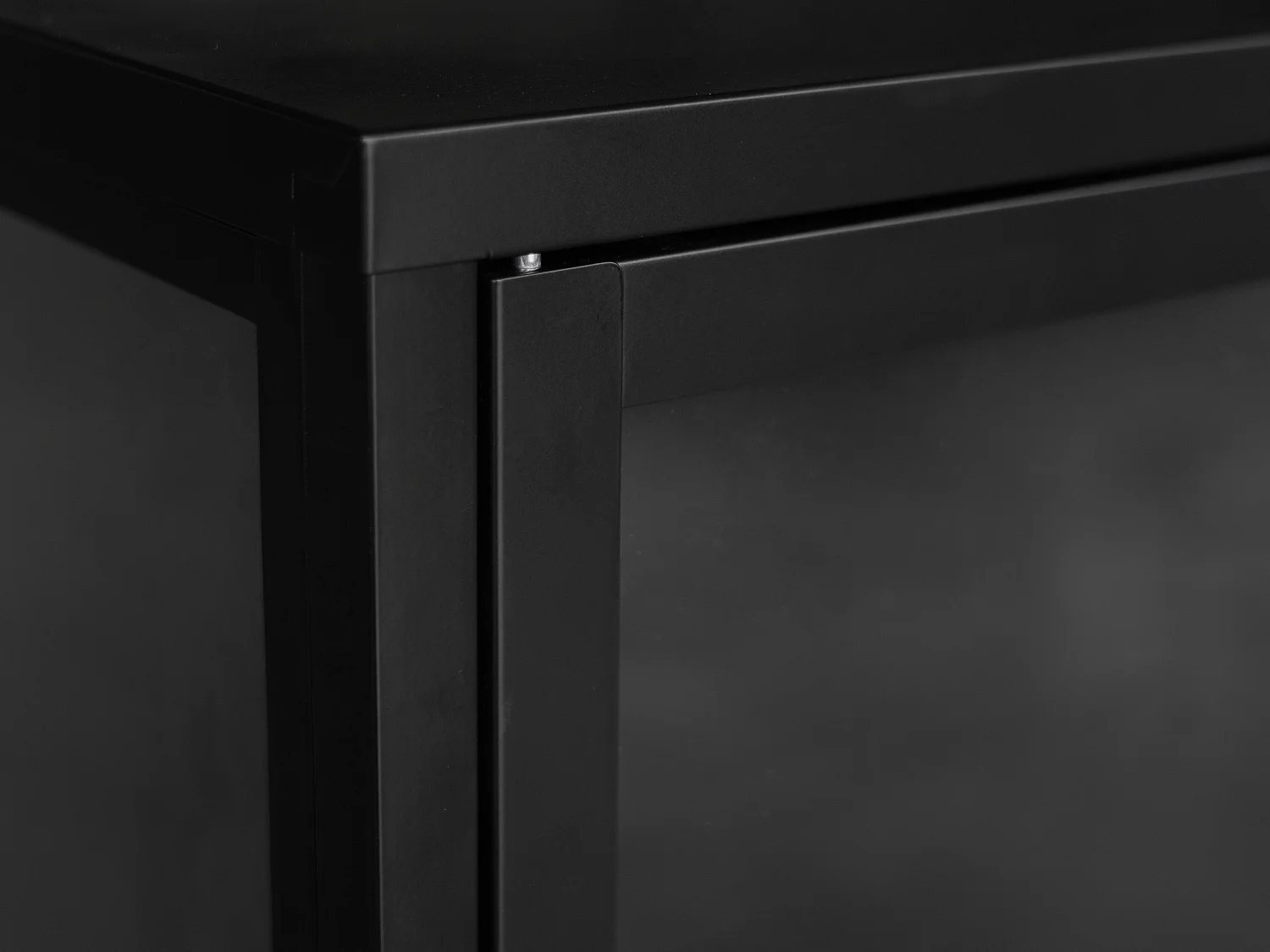 Vitrine 2 portes en métal et verre trempé - H. 160 cm - Noir et doré - FARIYA