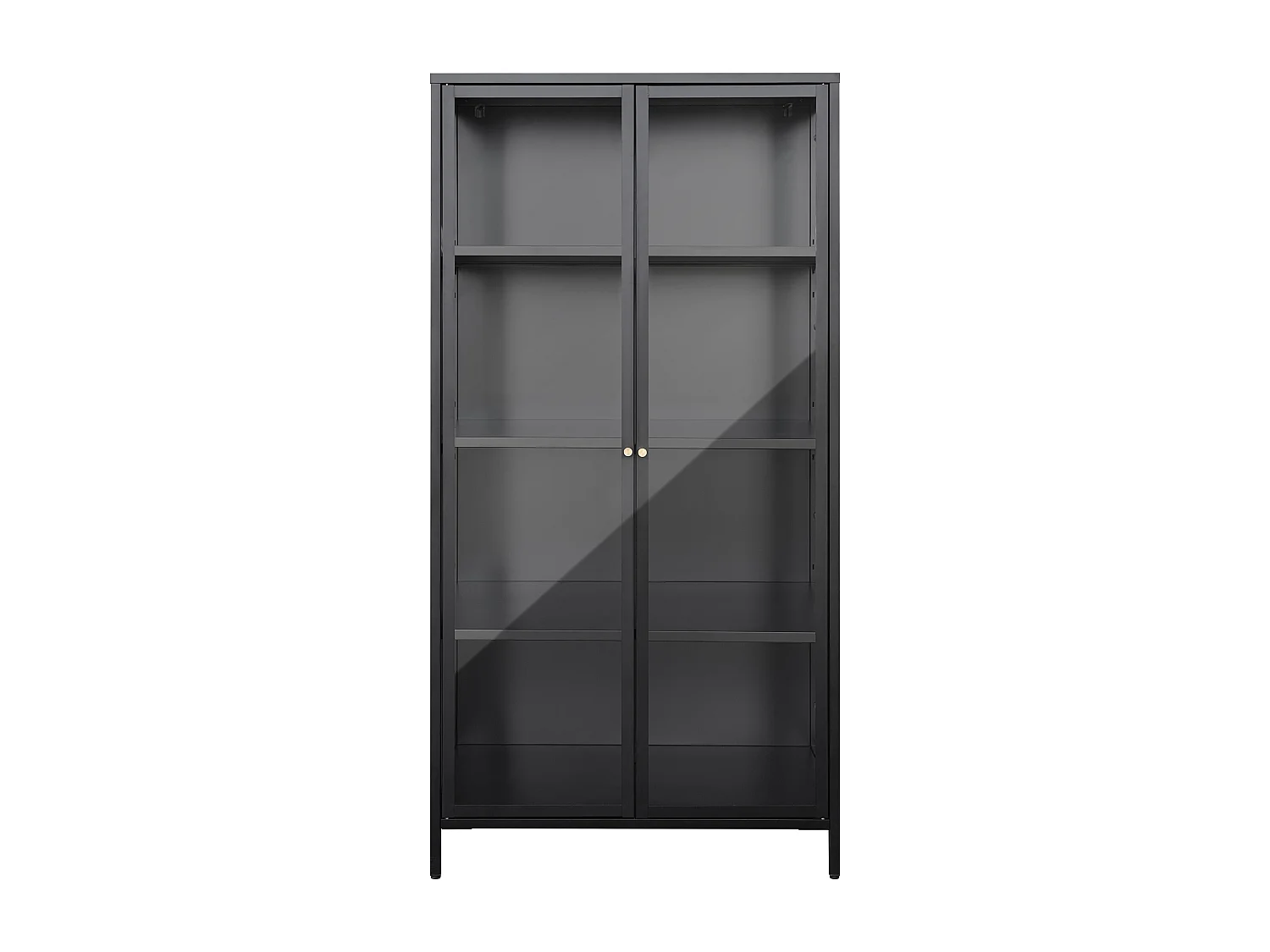 Vitrine 2 portes en métal et verre trempé - H. 160 cm - Noir et doré - FARIYA