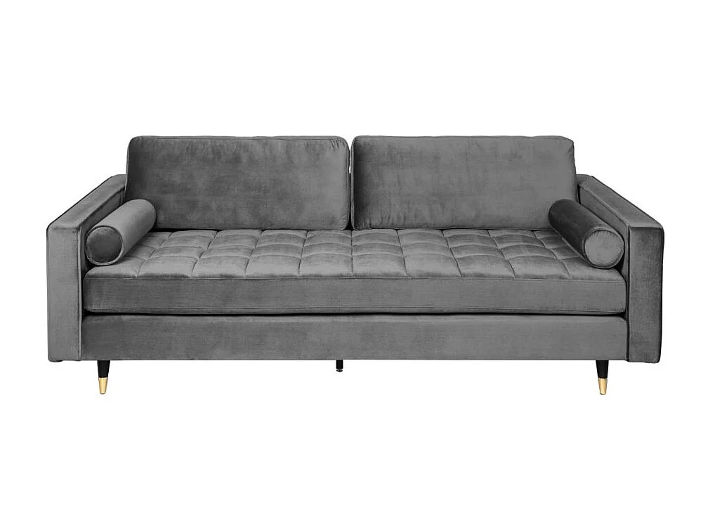 Canapé KOLIRI 3 places gris – Canapé design en velours avec structure en bois massif