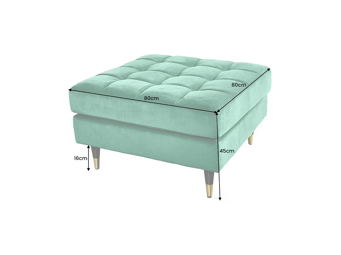 Sofá de esquina reversible KOLIRI en verde esmeralda – Sofá de diseño en terciopelo con otomana a juego