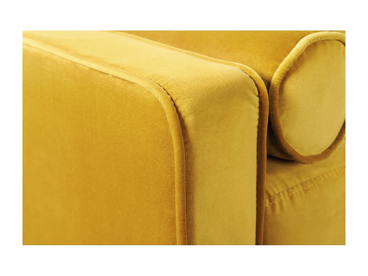 Canapé KOLIRI 3 places jaune moutarde – Canapé design en velours avec structure en bois massif