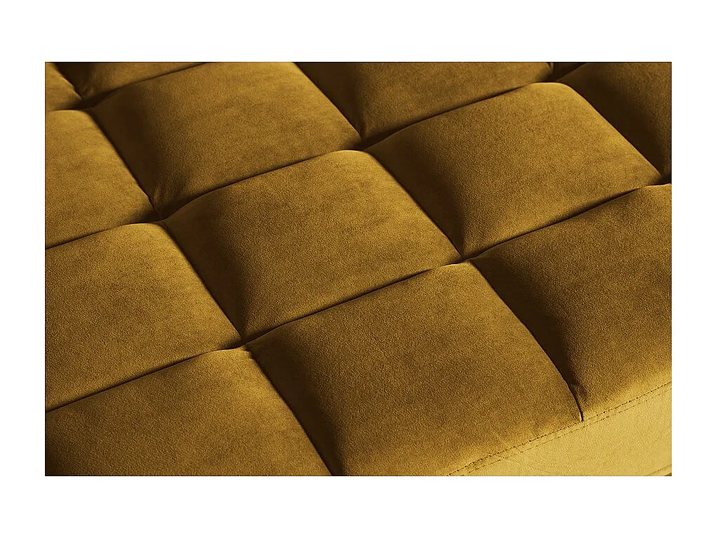 Canapé KOLIRI 3 places jaune moutarde – Canapé design en velours avec structure en bois massif