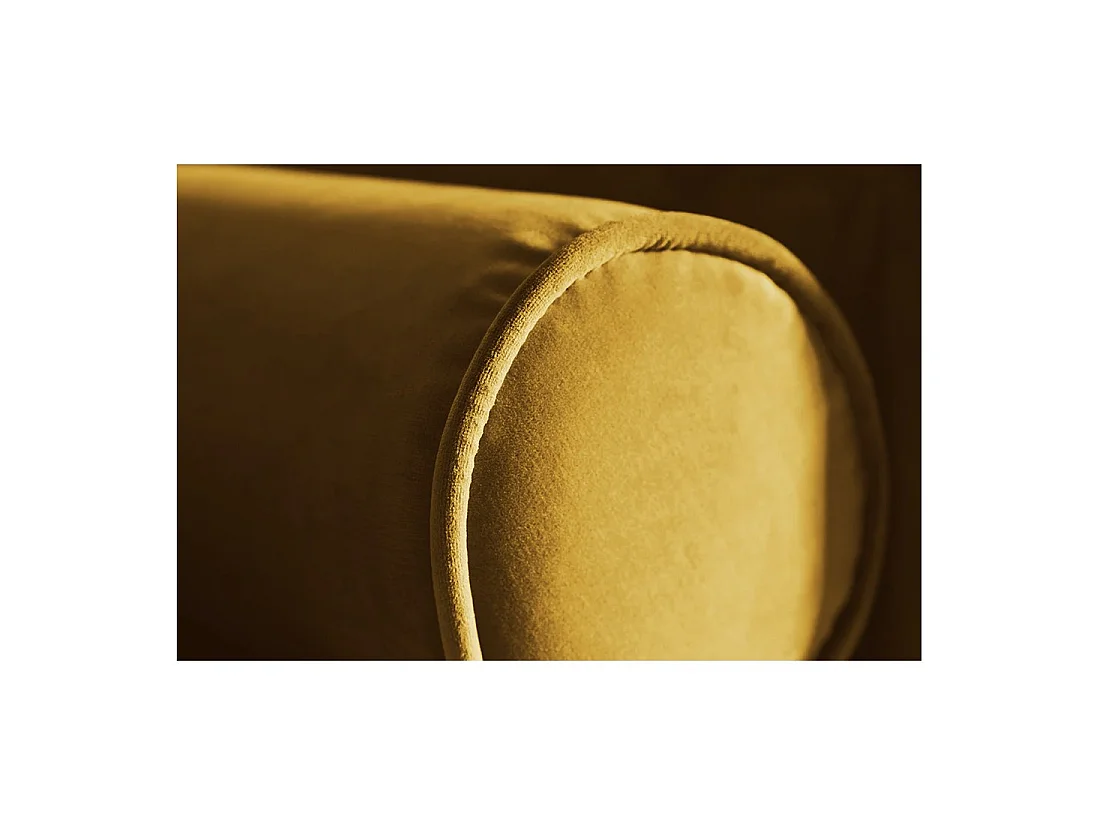 Divano KOLIRI 3 posti giallo senape – Divano di design in velluto con struttura in legno massiccio