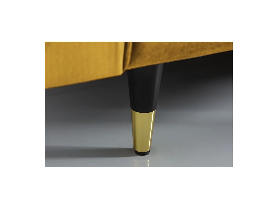 Divano KOLIRI 3 posti giallo senape – Divano di design in velluto con struttura in legno massiccio