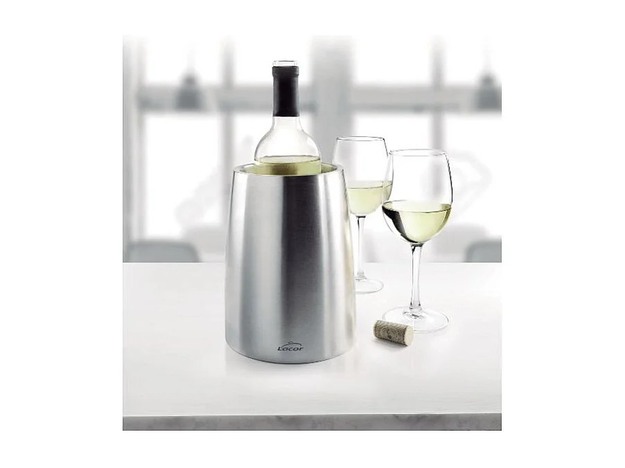 Seau à Champagne Isotherme Inox 18/10 Double Paroi 15,3x18,8 cm - Maintien Frais Sans Glace - Lacor
