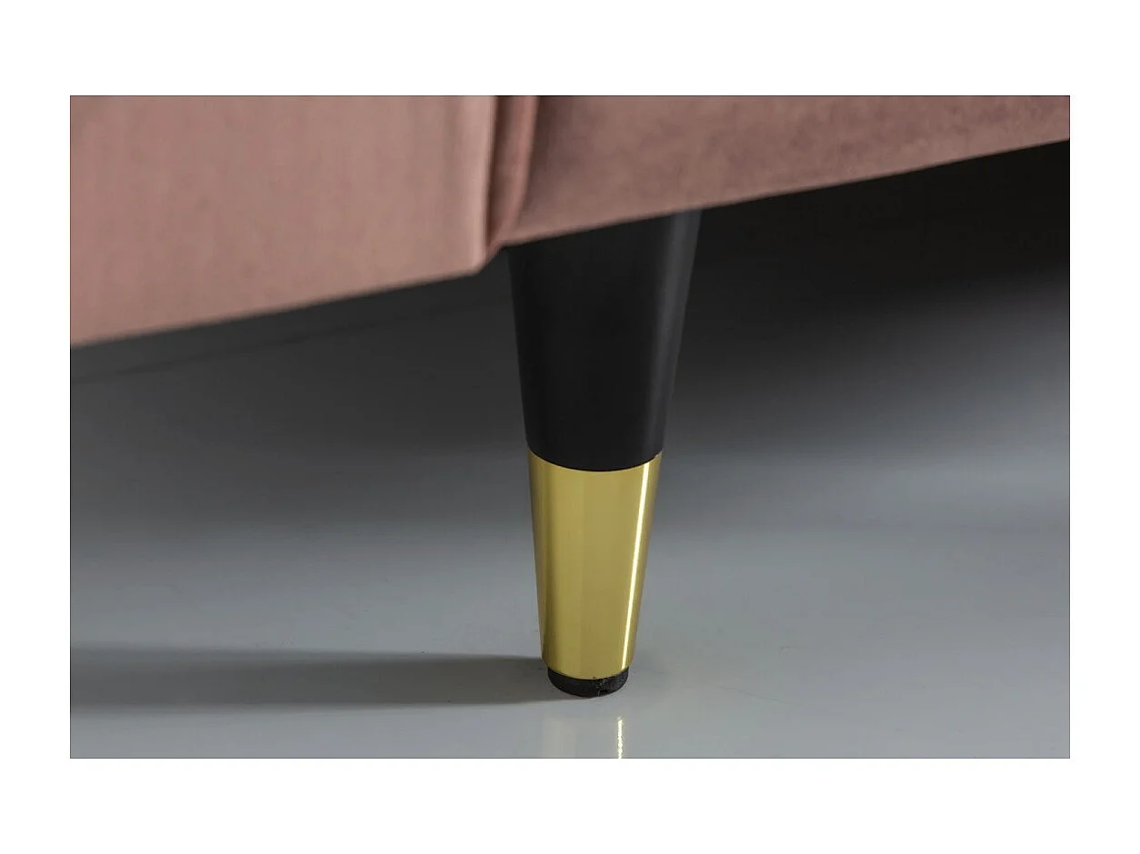 Canapé KOLIRI 3 places rose poudré – Canapé design en velours avec structure en bois massif