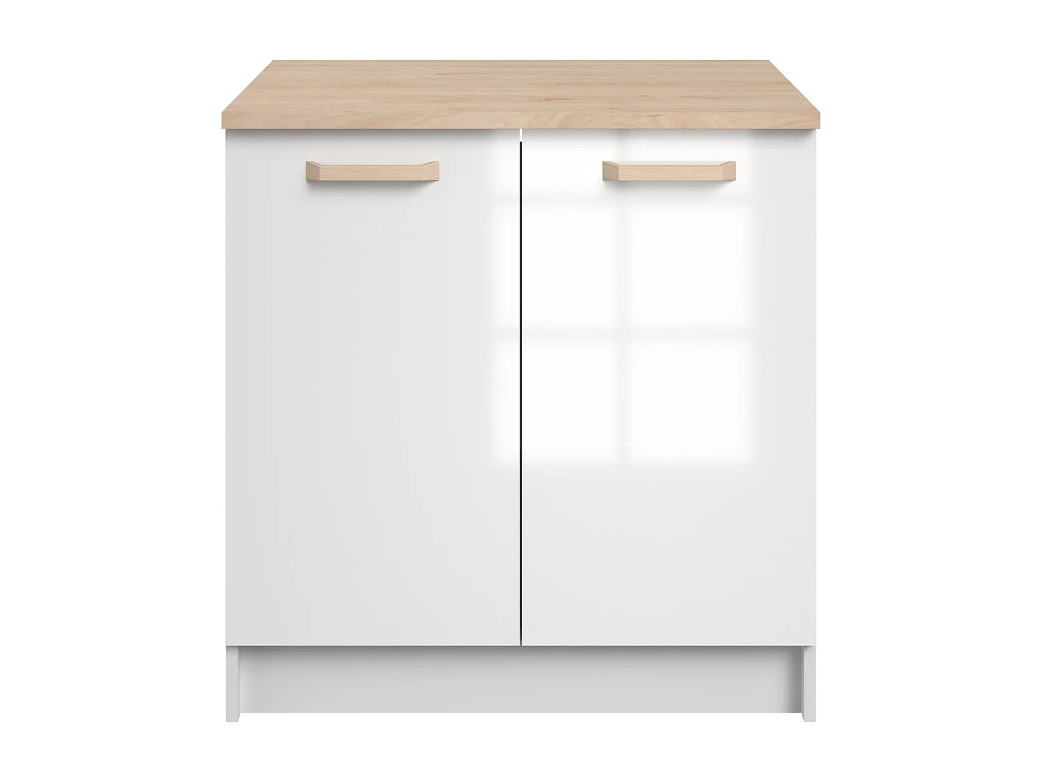 Cuisine complète - Avec plan de travail 180 cm - Blanc brillant et naturel clair - TRATTORIA