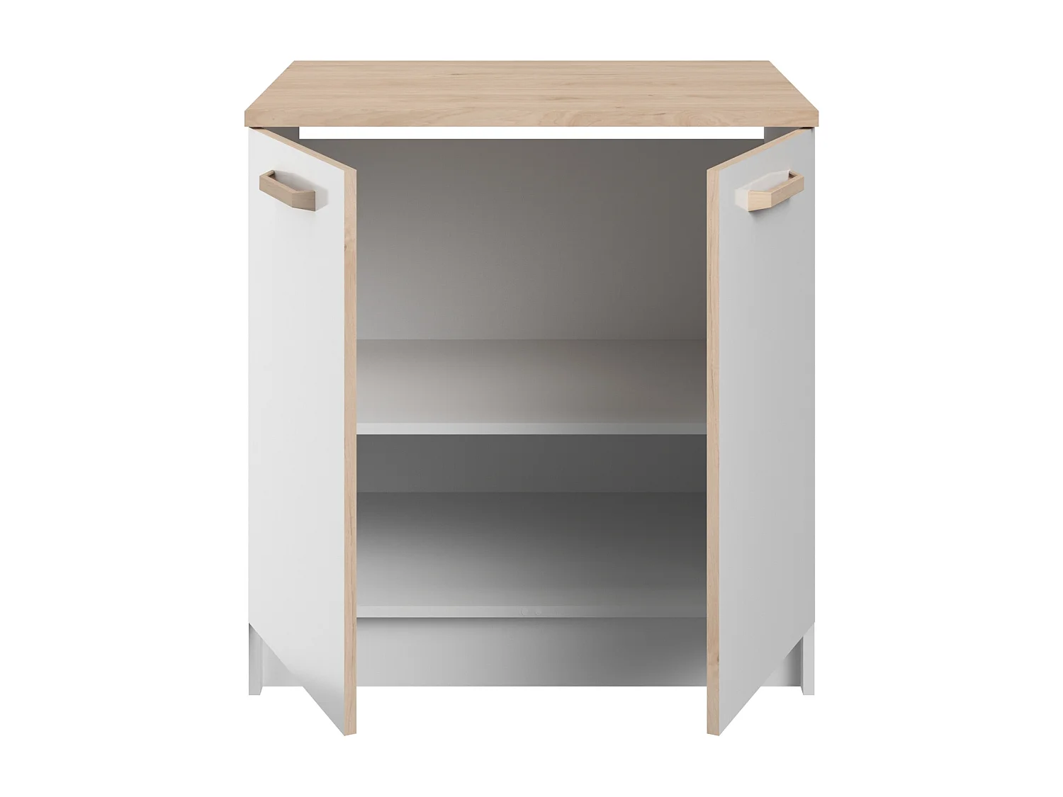 Cuisine complète - Avec plan de travail 180 cm - Blanc brillant et naturel clair - TRATTORIA