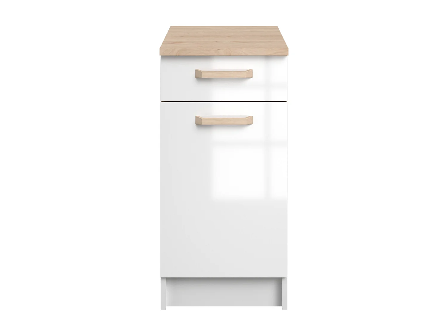Cuisine complète - Avec plan de travail 180 cm - Blanc brillant et naturel clair - TRATTORIA