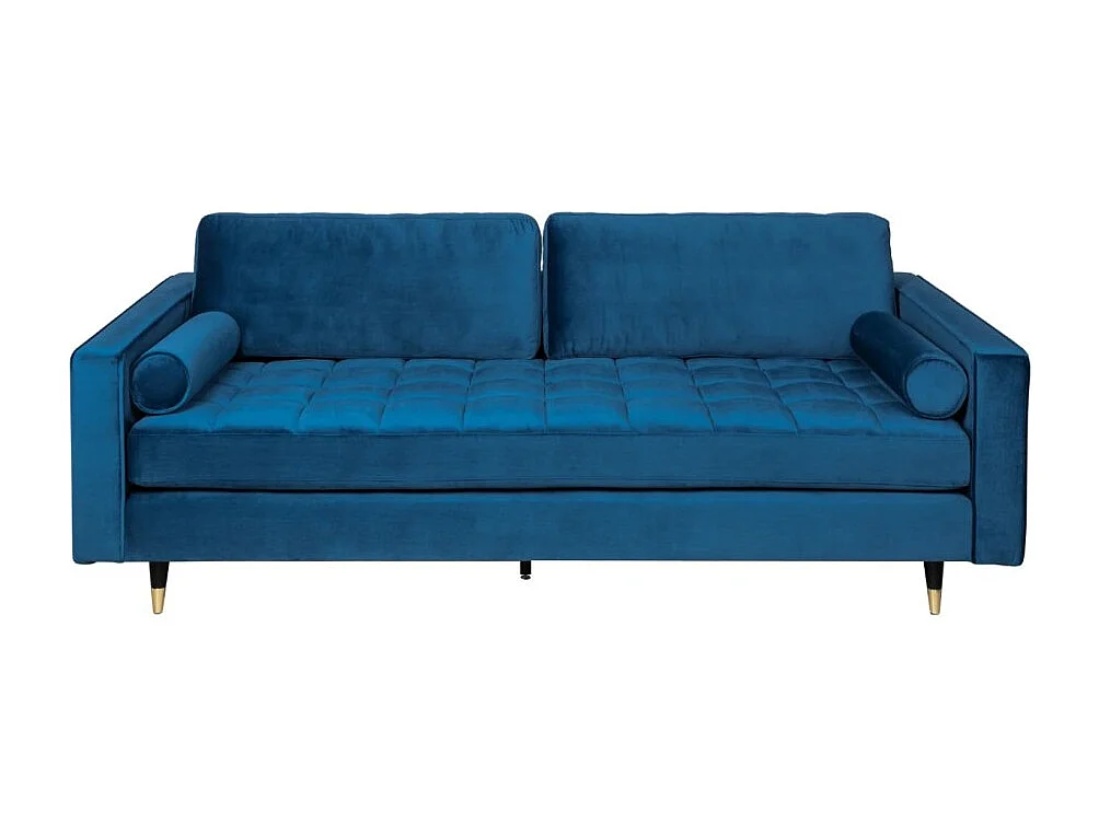 Canapé KOLIRI 3 places bleu – Canapé design en velours avec structure en bois massif