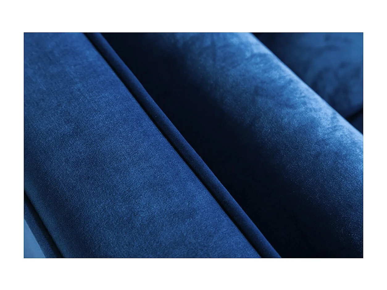 Canapé KOLIRI 3 places bleu – Canapé design en velours avec structure en bois massif