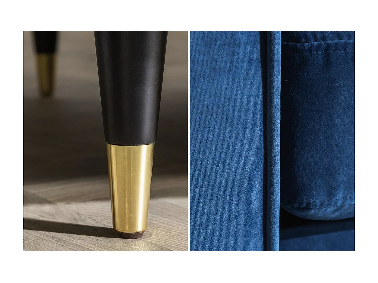 Canapé KOLIRI 3 places bleu – Canapé design en velours avec structure en bois massif