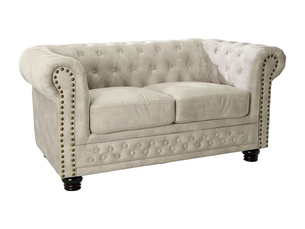 Canapé droit EDGAR – Blanc champagne – 2 places – Style baroque