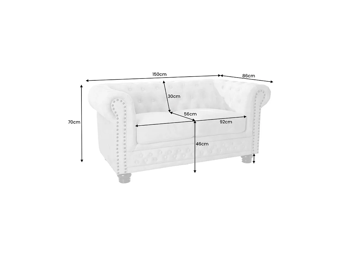 Canapé 2 places en tissu blanc EDGAR