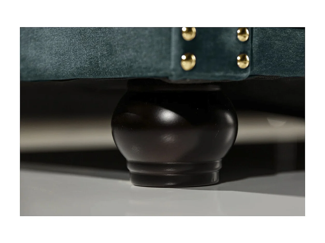 Canapé droit EDGAR – Bleu canard – 3 places – Velours style baroque