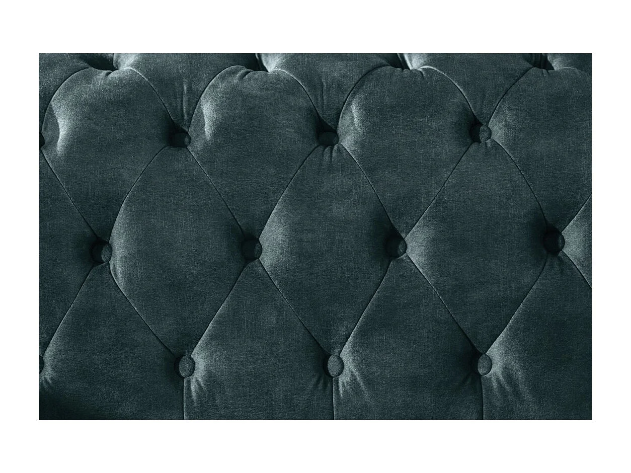 Canapé droit EDGAR – Bleu canard – 3 places – Velours style baroque