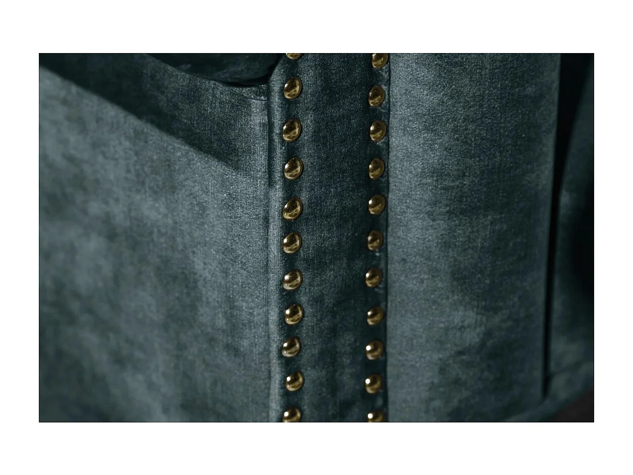 Sofá recto EDGAR – Azul pavo real – 3 plazas – Terciopelo estilo barroco