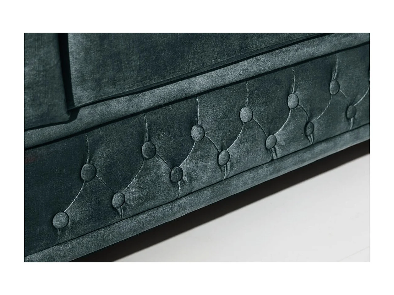 Sofá recto EDGAR – Azul pavo real – 3 plazas – Terciopelo estilo barroco