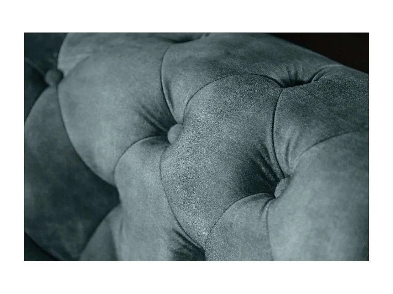 Sofá recto EDGAR – Azul pavo real – 3 plazas – Terciopelo estilo barroco