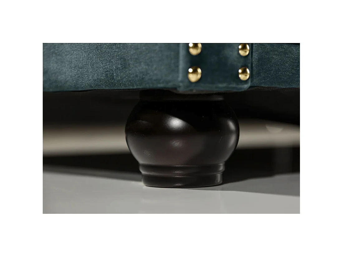 Sofa recht EDGAR - Eendenblauw - 3 zitplaatsen - Fluweel barokstijl