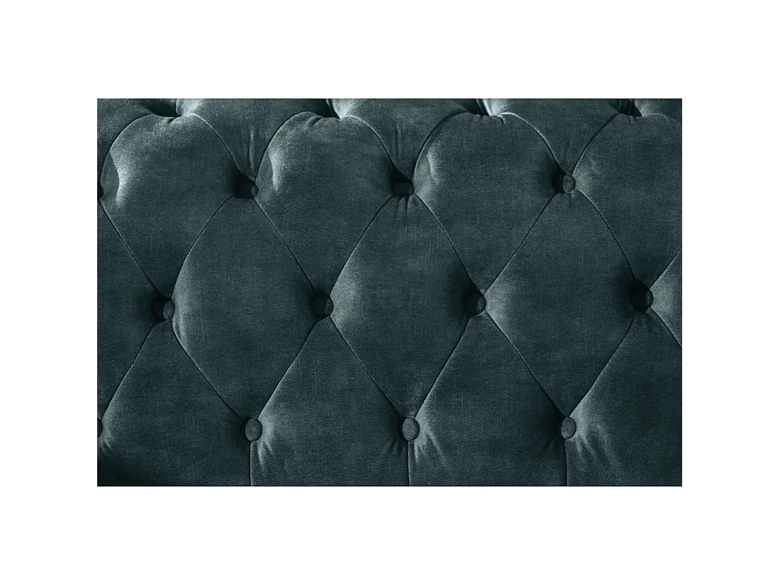 Sofa recht EDGAR - Eendenblauw - 3 zitplaatsen - Fluweel barokstijl