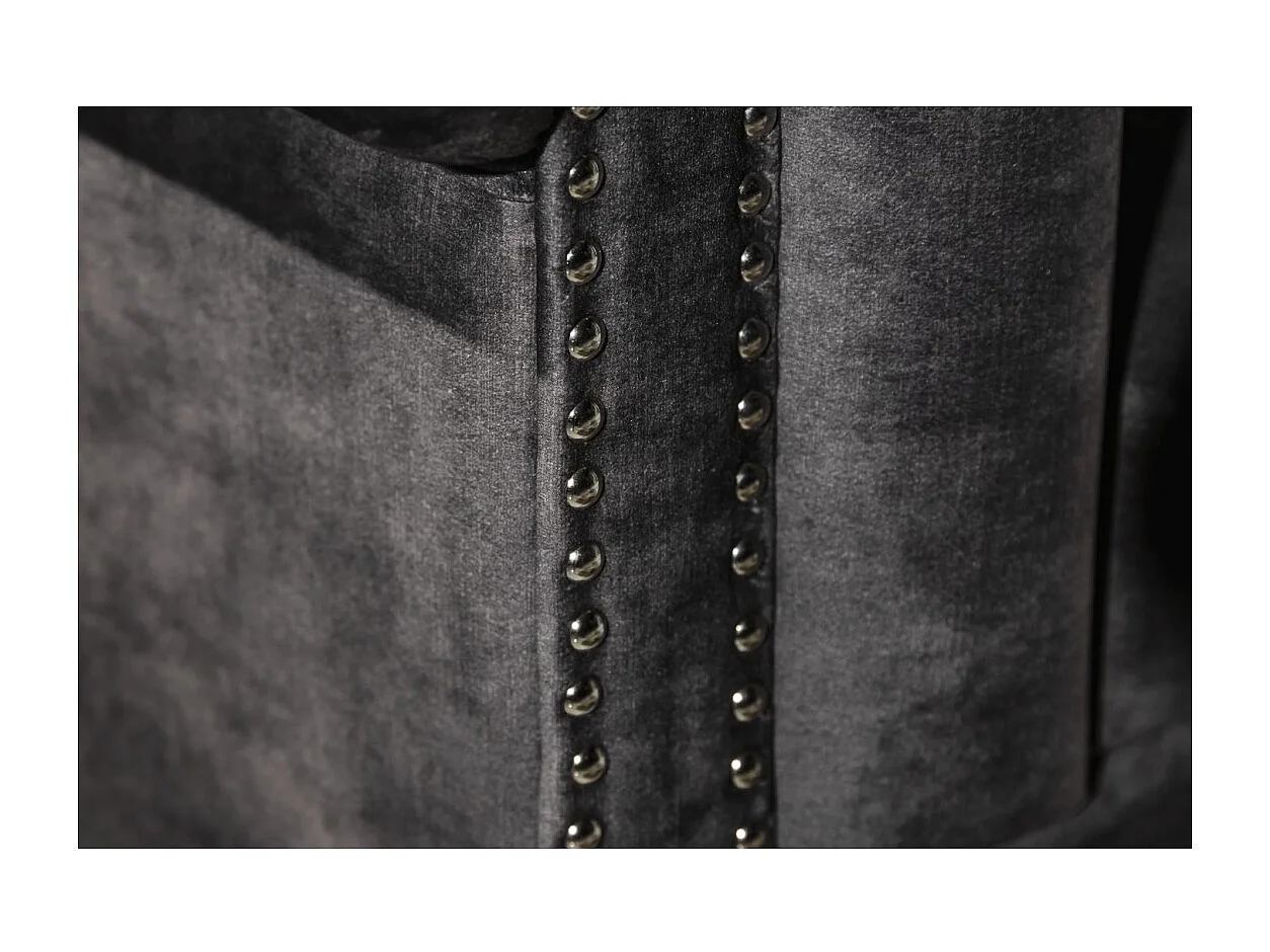 Canapé droit EDGAR – Gris foncé – 3 places – Velours style baroque