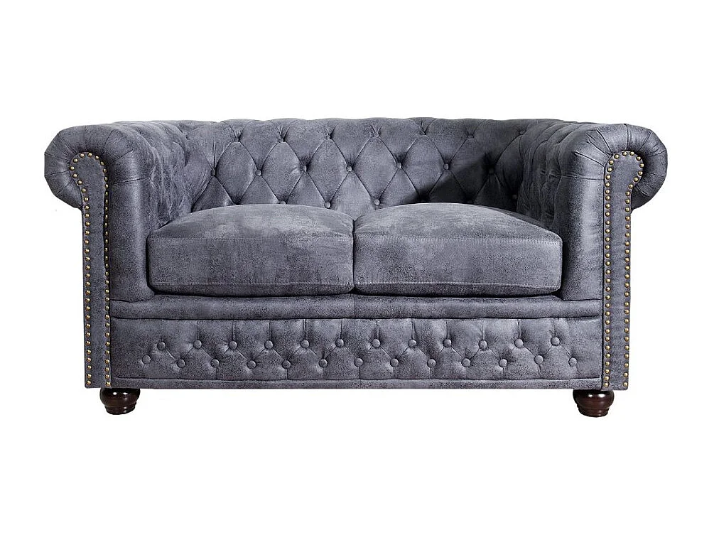 Canapé droit EDGAR – Gris bleuté – 2 places – Style baroque