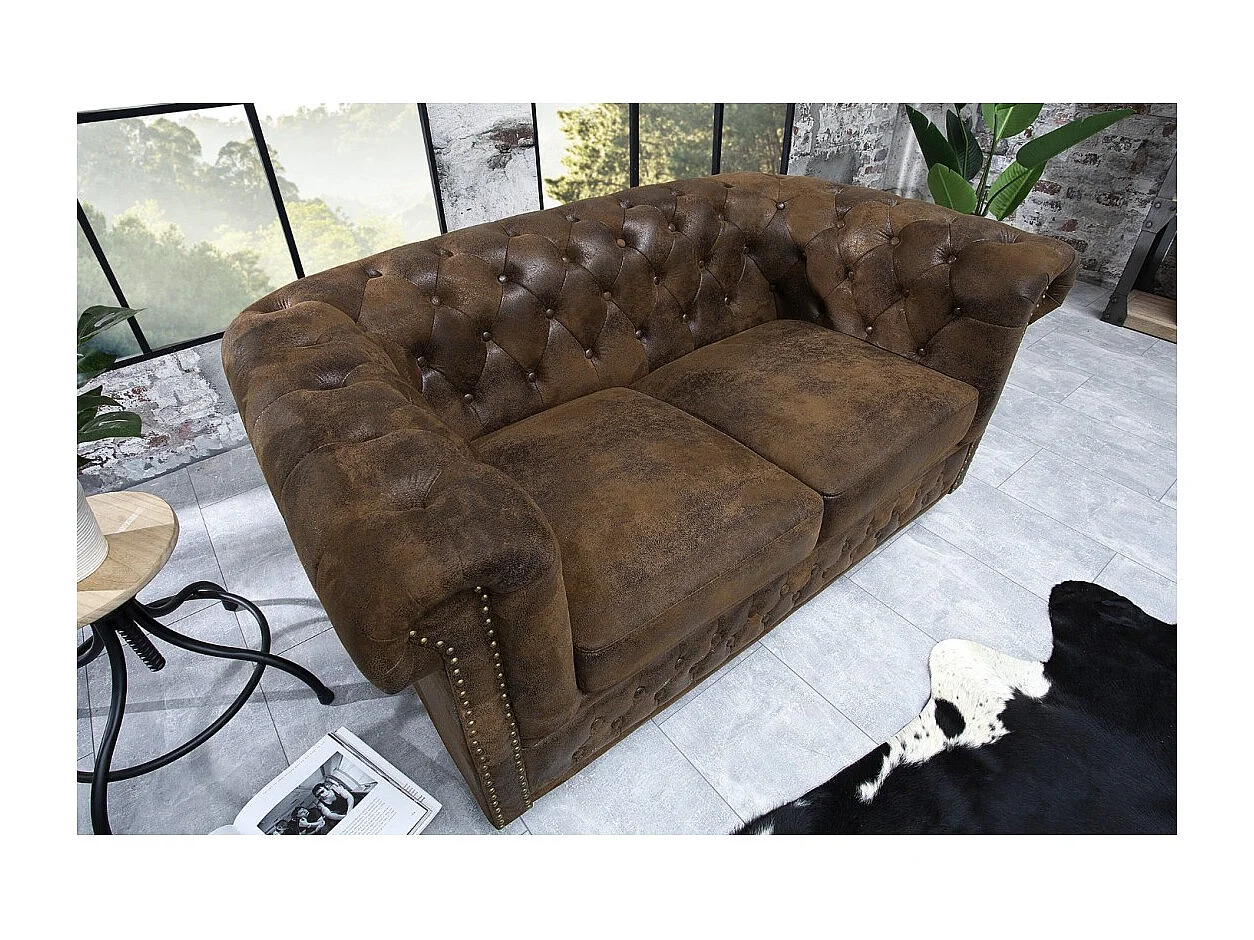 Canapé droit EDGAR – Marron – 2 places – Style baroque