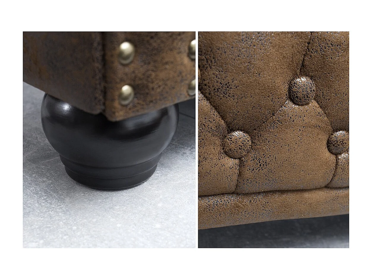 Canapé droit EDGAR – Marron – 2 places – Style baroque