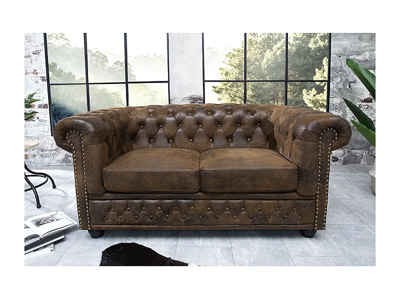 Canapé droit EDGAR – Marron – 2 places – Style baroque